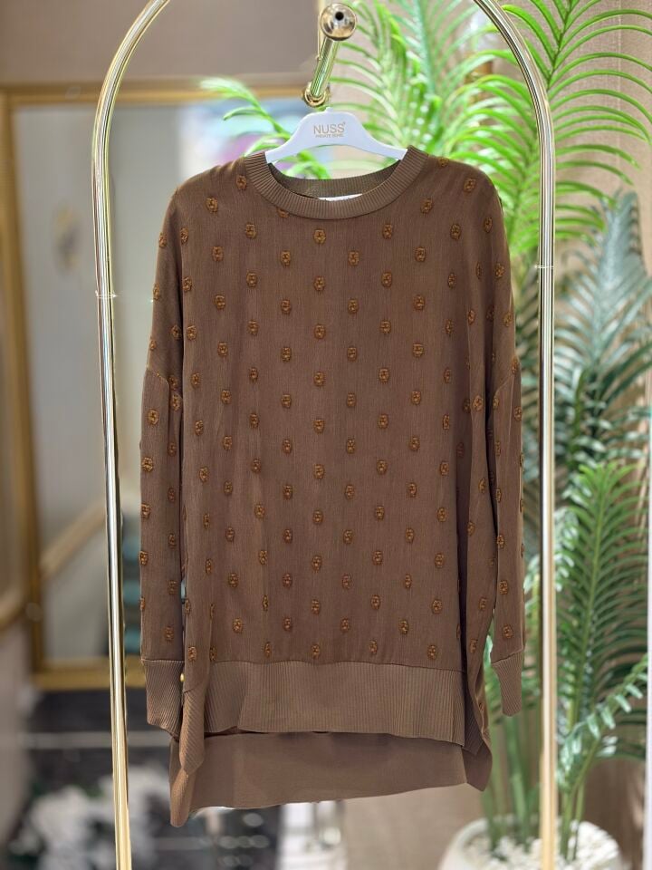 NUSS 3043 İpek Cupra Vegan Tunik - Taba