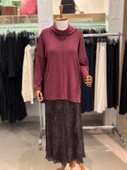 SEÇİL DÜŞÜK DEGAJE YAKA TUNİK-BORDO