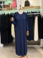 Nuss 1401 Kalın Fitilli Merserize Elbise - Lacivert