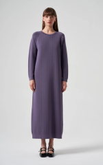 Nuss 1401 Kalın Fitilli Merserize Elbise - Lila